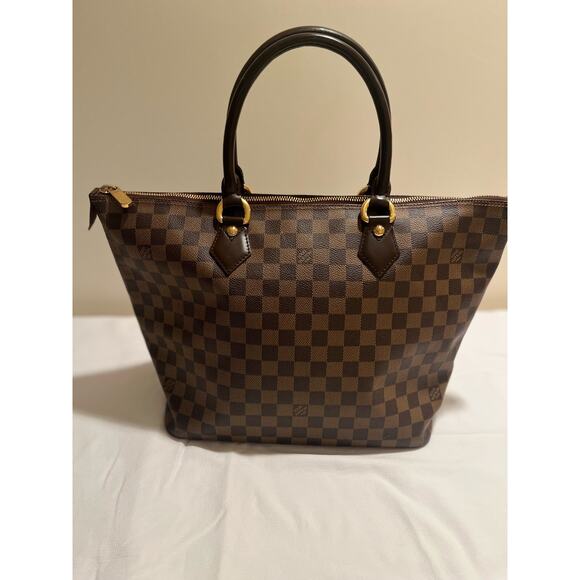 Louis Vuitton Saleya MM Damier Ebene Tote EXCELLENT Shoulder Bag Brown Leather - Picture 7 of 16